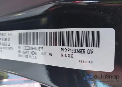 2015 Chrysler 200 S z USA, uszkodzony, nr VIN 1C3CCCBG9FN517877